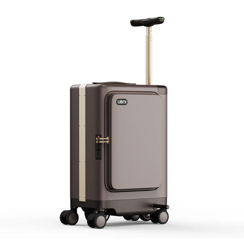 UBNI 20-Inch Carry-On Electric Suitcase with C-LT Floating Tech & 2-in-1 Ride-On Trolley, Gemstone Brown