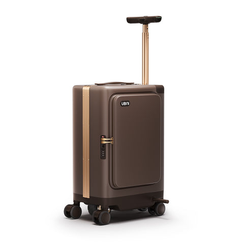 UBNI CUBEU 20-Inch Carry-On Electric Suitcase with C-LT Floating Tech & 2-in-1 Ride-On Trolley, Gemstone Brown